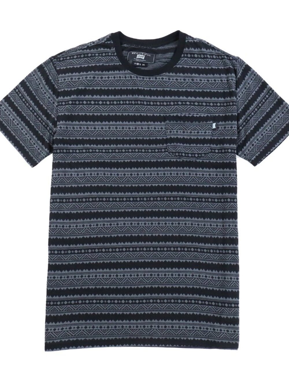 Mens Retro Multicolor Striped T-Shirt Short Sleeve Tee with Pocket